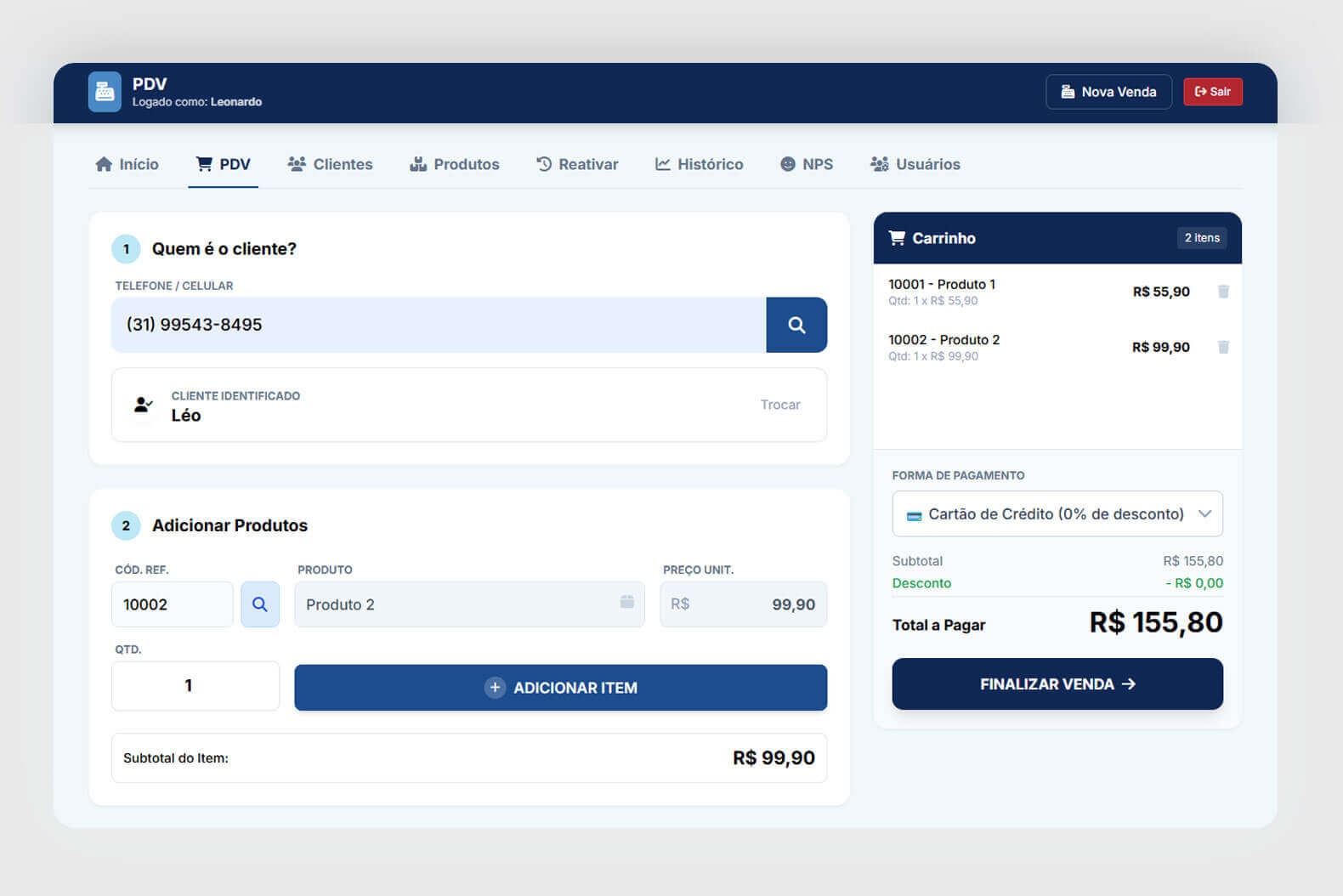 Dashboard Principal PDV